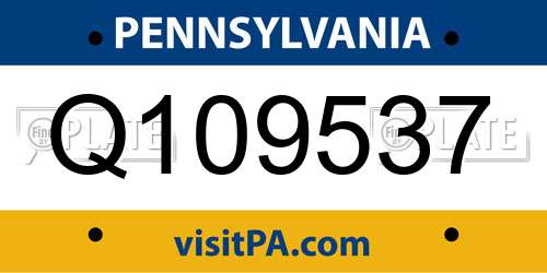 Q109537 Pennsylvania License Plate