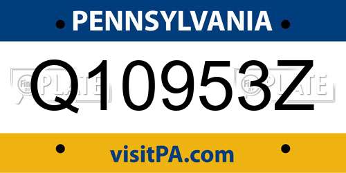 Q10953Z Pennsylvania License Plate