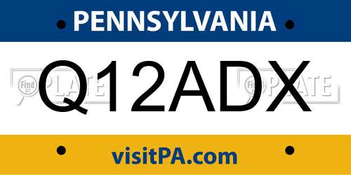 Q12ADX Pennsylvania License Plate