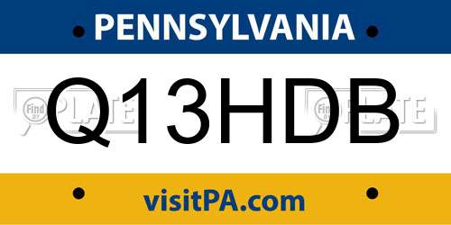 Q13HDB Pennsylvania License Plate