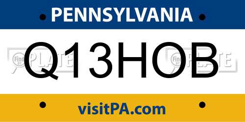 Q13HOB Pennsylvania License Plate