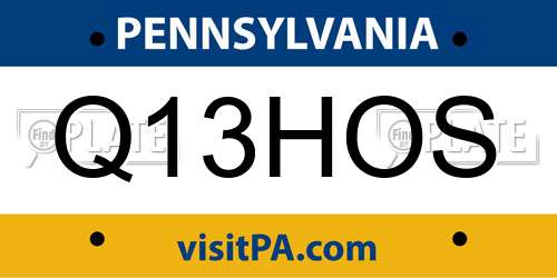Q13HOS Pennsylvania License Plate
