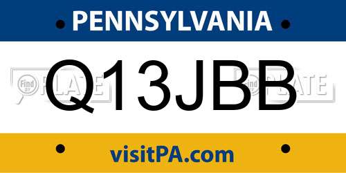 Q13JBB Pennsylvania License Plate