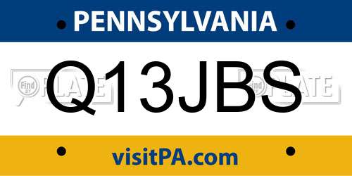 Q13JBS Pennsylvania License Plate