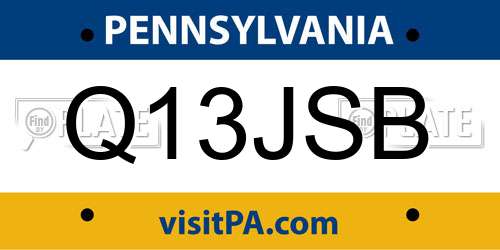 Q13JSB Pennsylvania License Plate