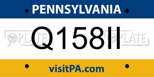 Q158II Pennsylvania License Plate