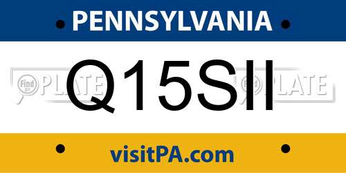 Q15SII Pennsylvania License Plate