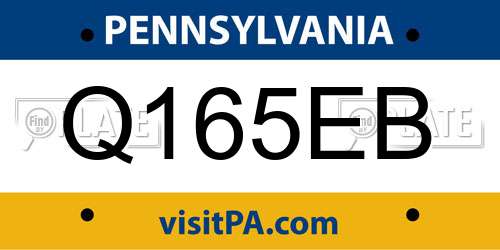 Q165EB Pennsylvania License Plate