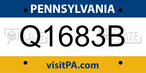 Q1683B Pennsylvania License Plate