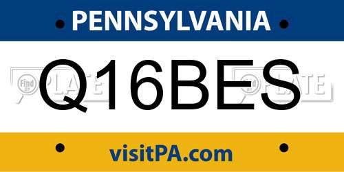 Q16BES Pennsylvania License Plate