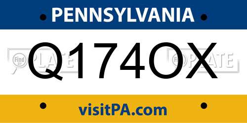 Q174OX Pennsylvania License Plate