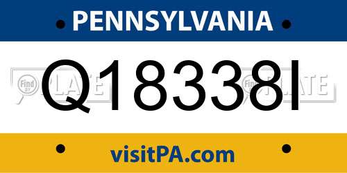Q18338I Pennsylvania License Plate