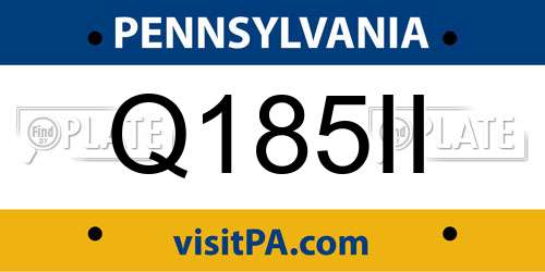 Q185II Pennsylvania License Plate