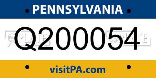 Q200054 Pennsylvania License Plate