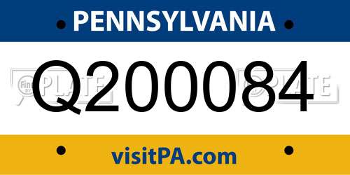 Q200084 Pennsylvania License Plate