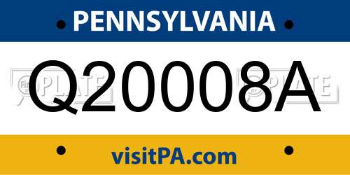Q20008A Pennsylvania License Plate