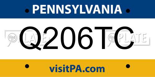 Q206TC Pennsylvania License Plate