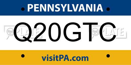 Q20GTC Pennsylvania License Plate