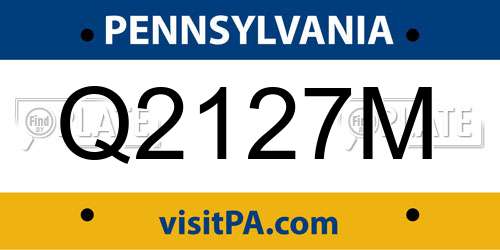 Q2127M Pennsylvania License Plate