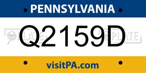 Q2159D Pennsylvania License Plate