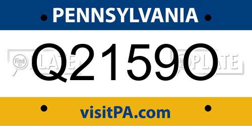 Q2159O Pennsylvania License Plate