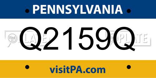 Q2159Q Pennsylvania License Plate