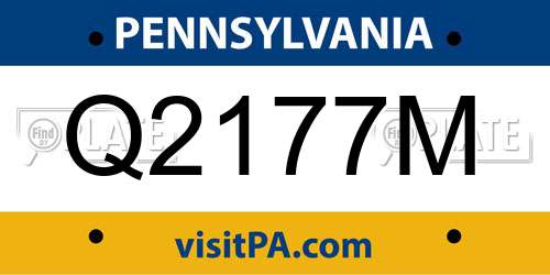Q2177M Pennsylvania License Plate