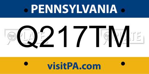 Q217TM Pennsylvania License Plate