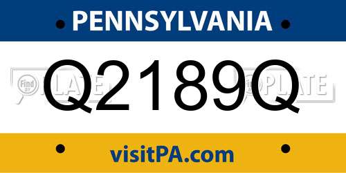 Q2189Q Pennsylvania License Plate