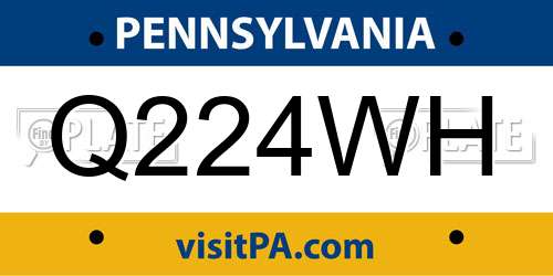 Q224WH Pennsylvania License Plate