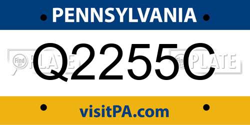 Q2255C Pennsylvania License Plate