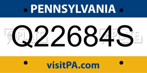 Q22684S Pennsylvania License Plate