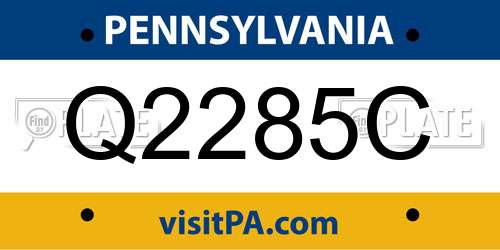 Q2285C Pennsylvania License Plate