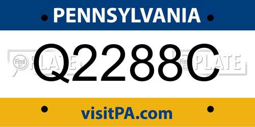 Q2288C Pennsylvania License Plate