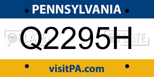 Q2295H Pennsylvania License Plate