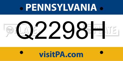 Q2298H Pennsylvania License Plate