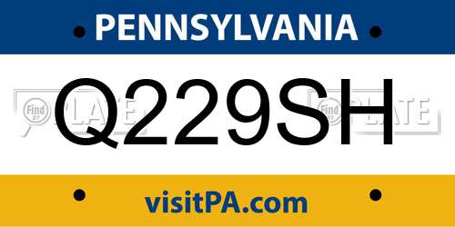 Q229SH Pennsylvania License Plate