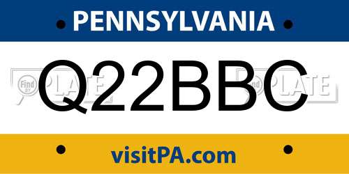 Q22BBC Pennsylvania License Plate