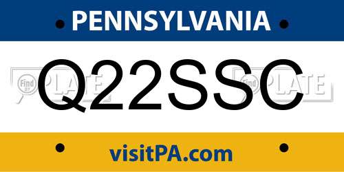 Q22SSC Pennsylvania License Plate