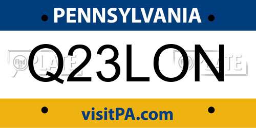 Q23LON Pennsylvania License Plate