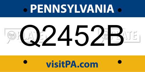 Q2452B Pennsylvania License Plate