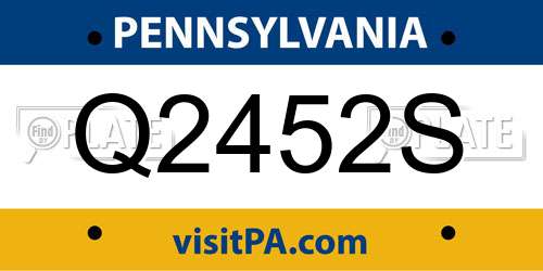 Q2452S Pennsylvania License Plate