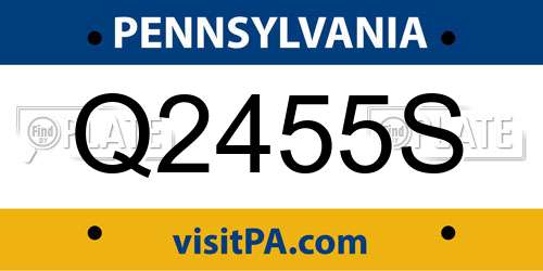 Q2455S Pennsylvania License Plate