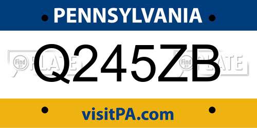 Q245ZB Pennsylvania License Plate