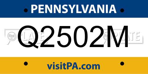 Q2502M Pennsylvania License Plate