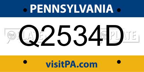 Q2534D Pennsylvania License Plate