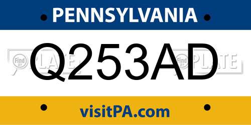 Q253AD Pennsylvania License Plate