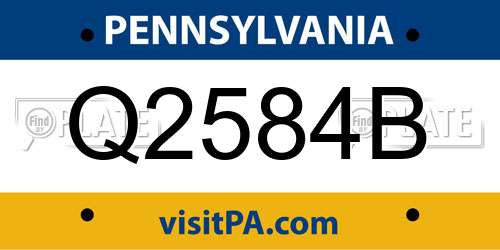 Q2584B Pennsylvania License Plate