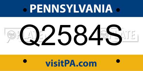 Q2584S Pennsylvania License Plate