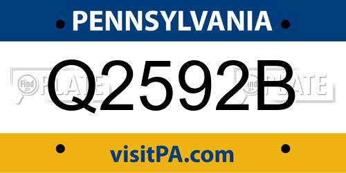 Q2592B Pennsylvania License Plate